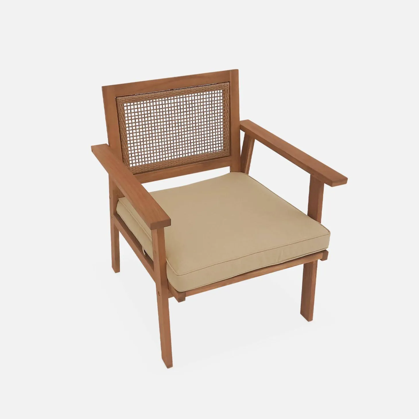 4-seater wooden and cane rattan garden sofa set