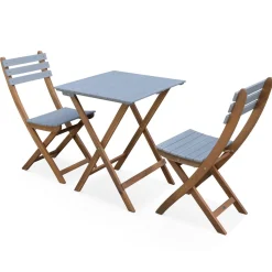 2-seater wooden bistro garden table with chairs