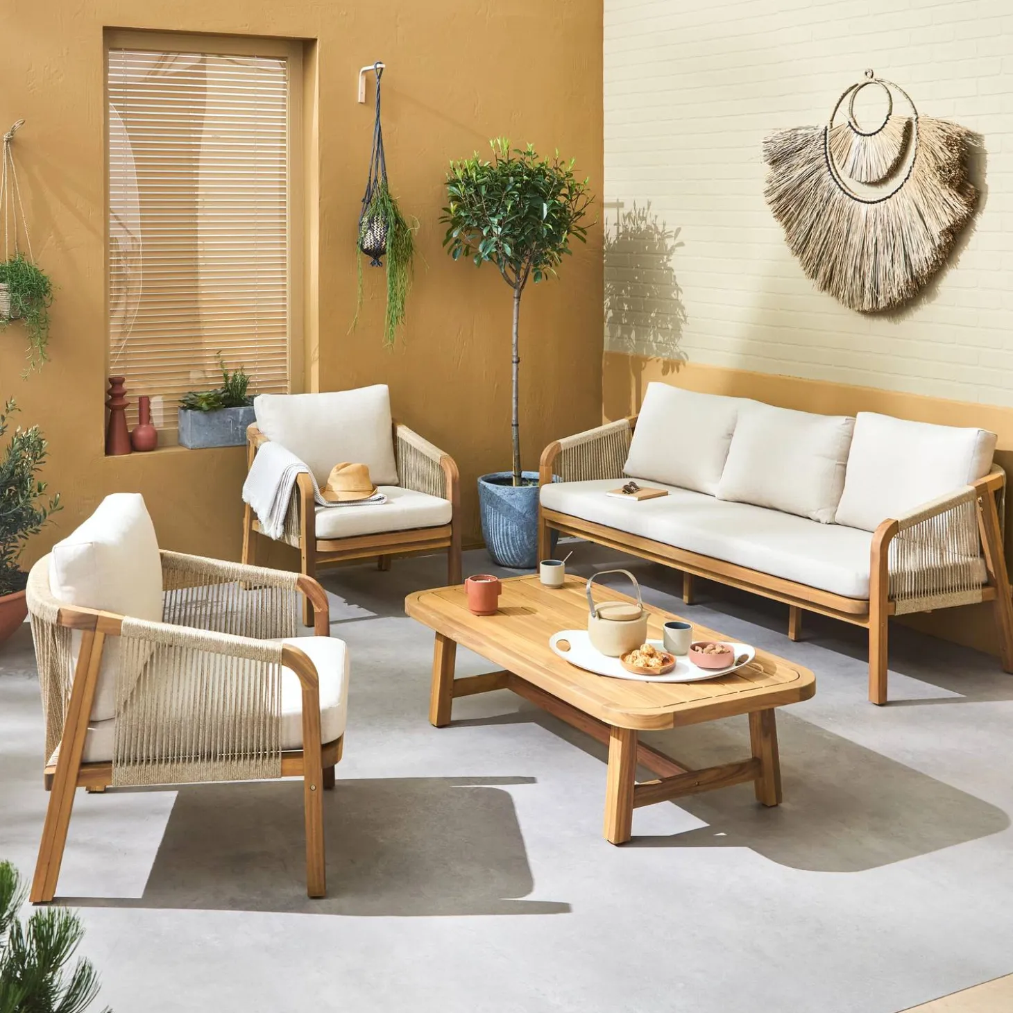 5-seater wooden garden furniture set