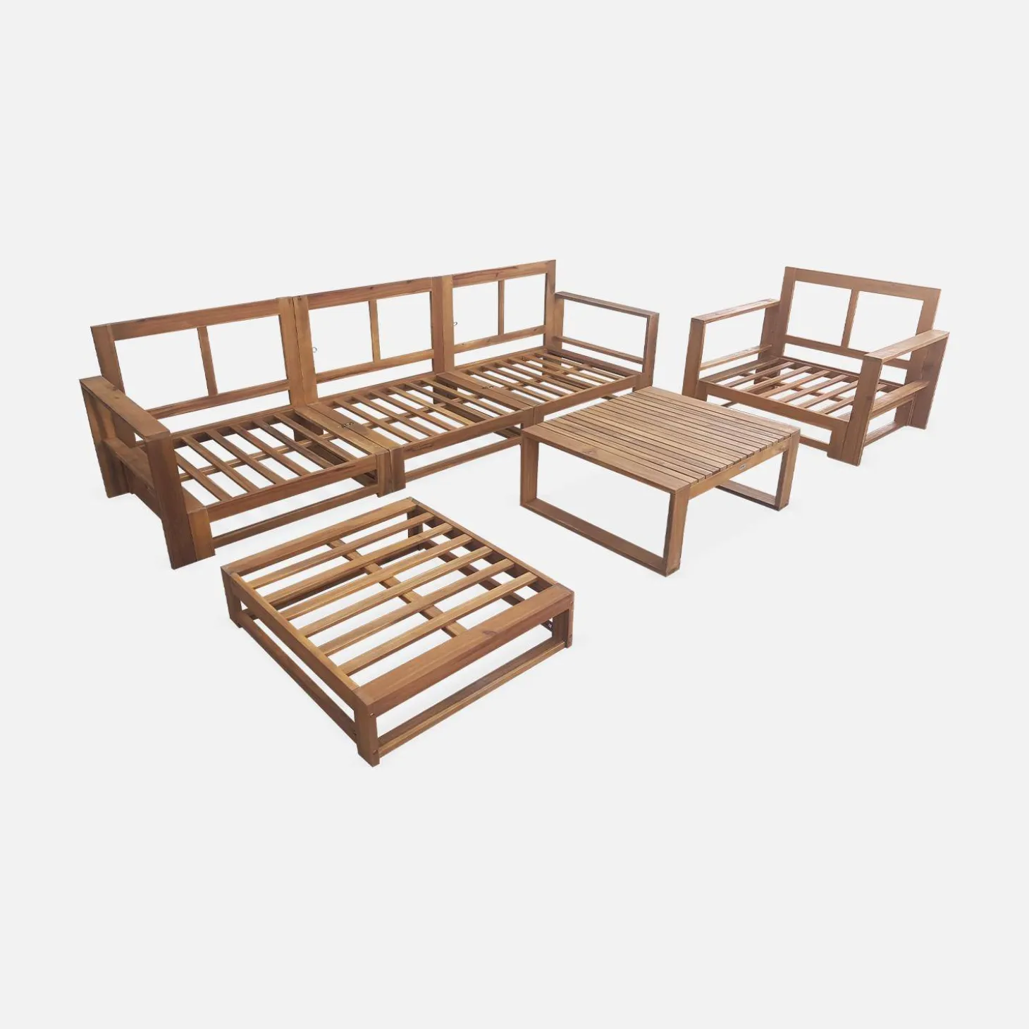 5-seater wooden garden sofa