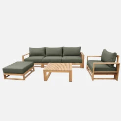 5-seater wooden garden sofa