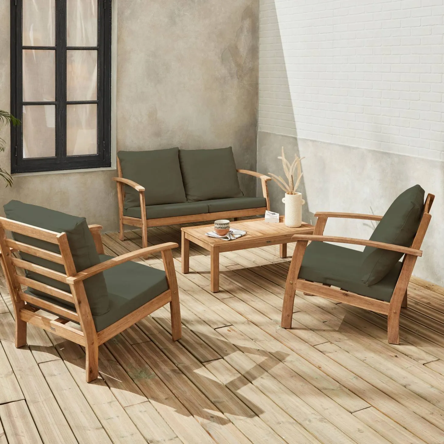 4-seater wooden garden sofa set