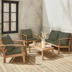 4-seater wooden garden sofa set