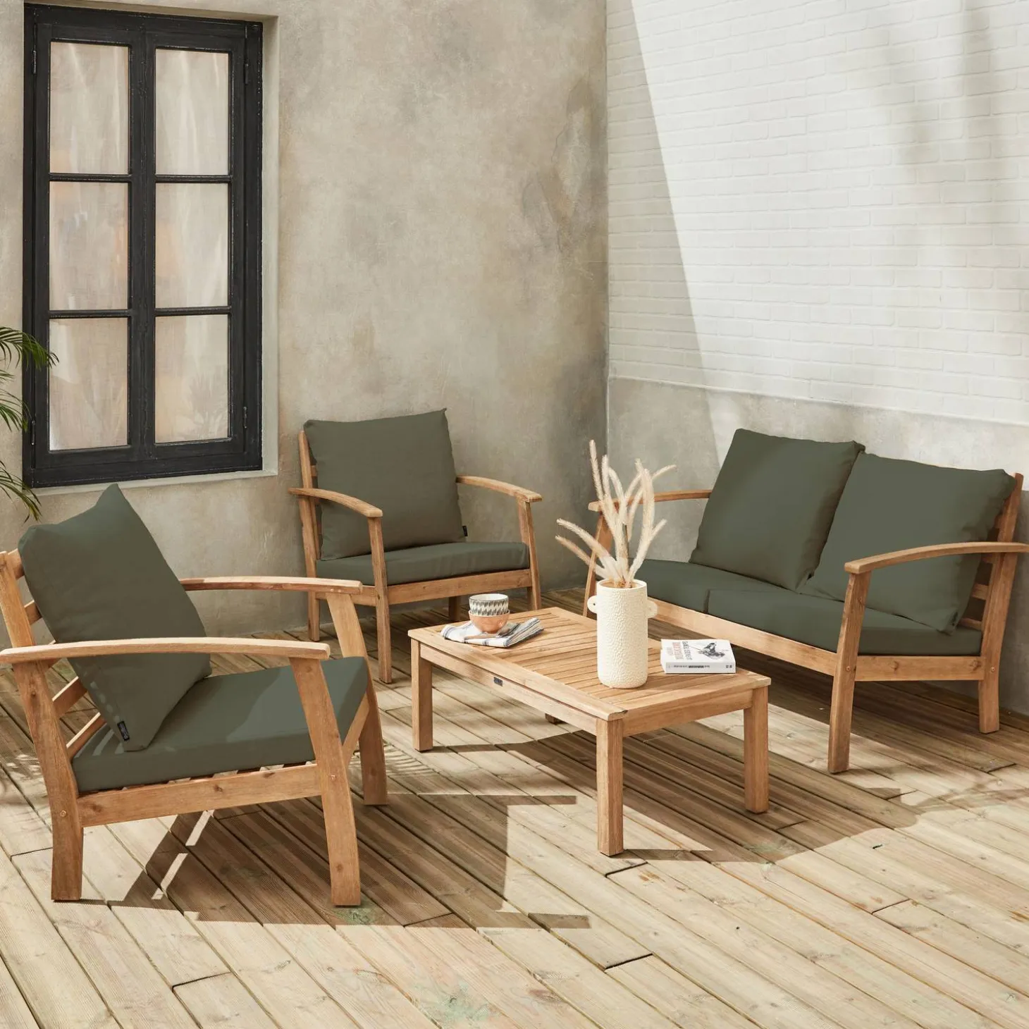4-seater wooden garden sofa set