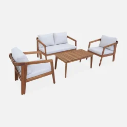 4-seater wooden garden sofa set