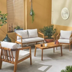 4-seater wooden garden sofa set