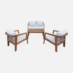 4-seater wooden garden sofa set