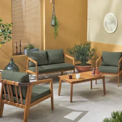 4-seater wooden garden sofa set