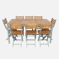8-seater wooden garden table with rounded corners