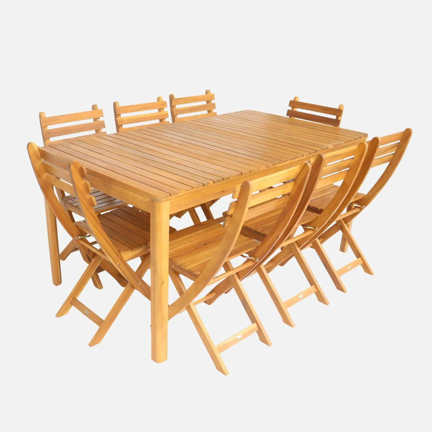 8-seater wooden garden table with rounded corners
