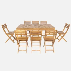 8-seater wooden garden table with rounded corners