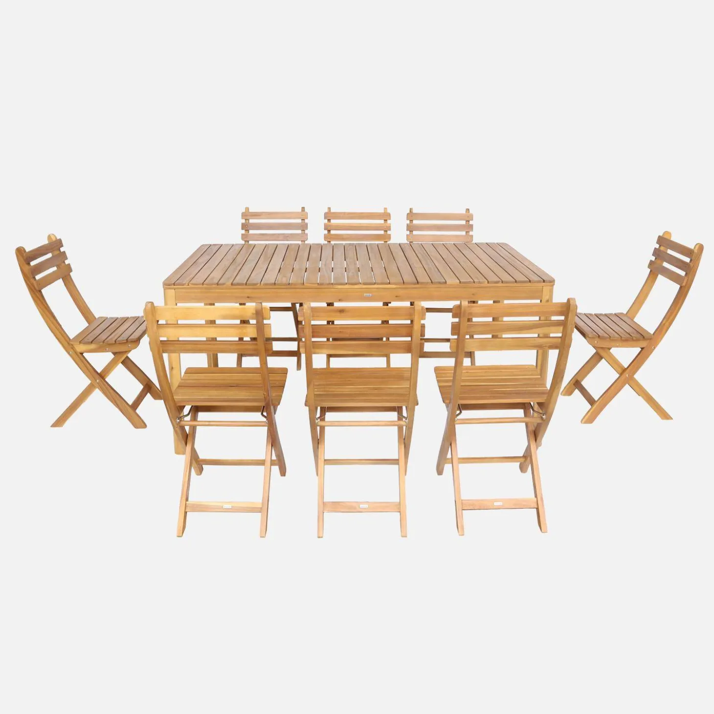 8-seater wooden garden table with rounded corners