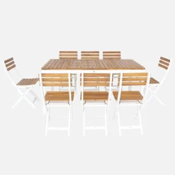 8-seater wooden garden table with rounded corners