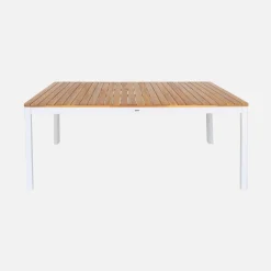 8-seater wooden garden table with rounded corners