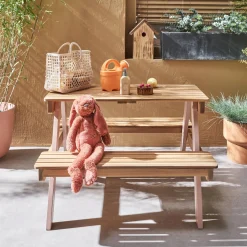 2-seater wooden picnic table for children