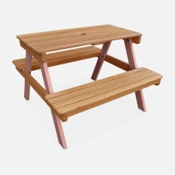 2-seater wooden picnic table for children