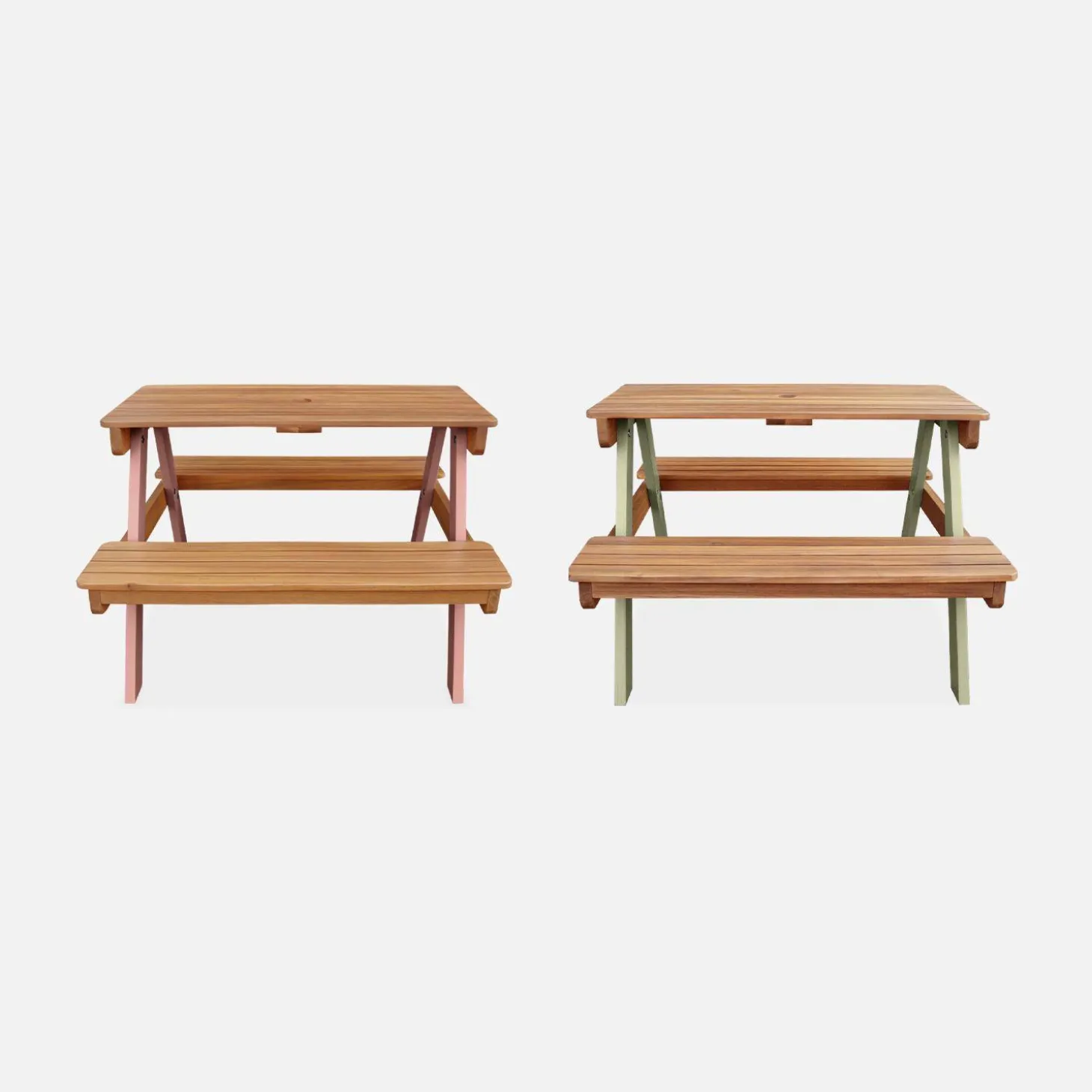 2-seater wooden picnic table for children
