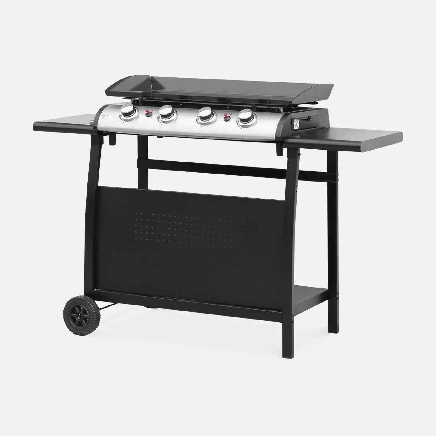 Serving cart for Porthos, 4-burner steel griddle