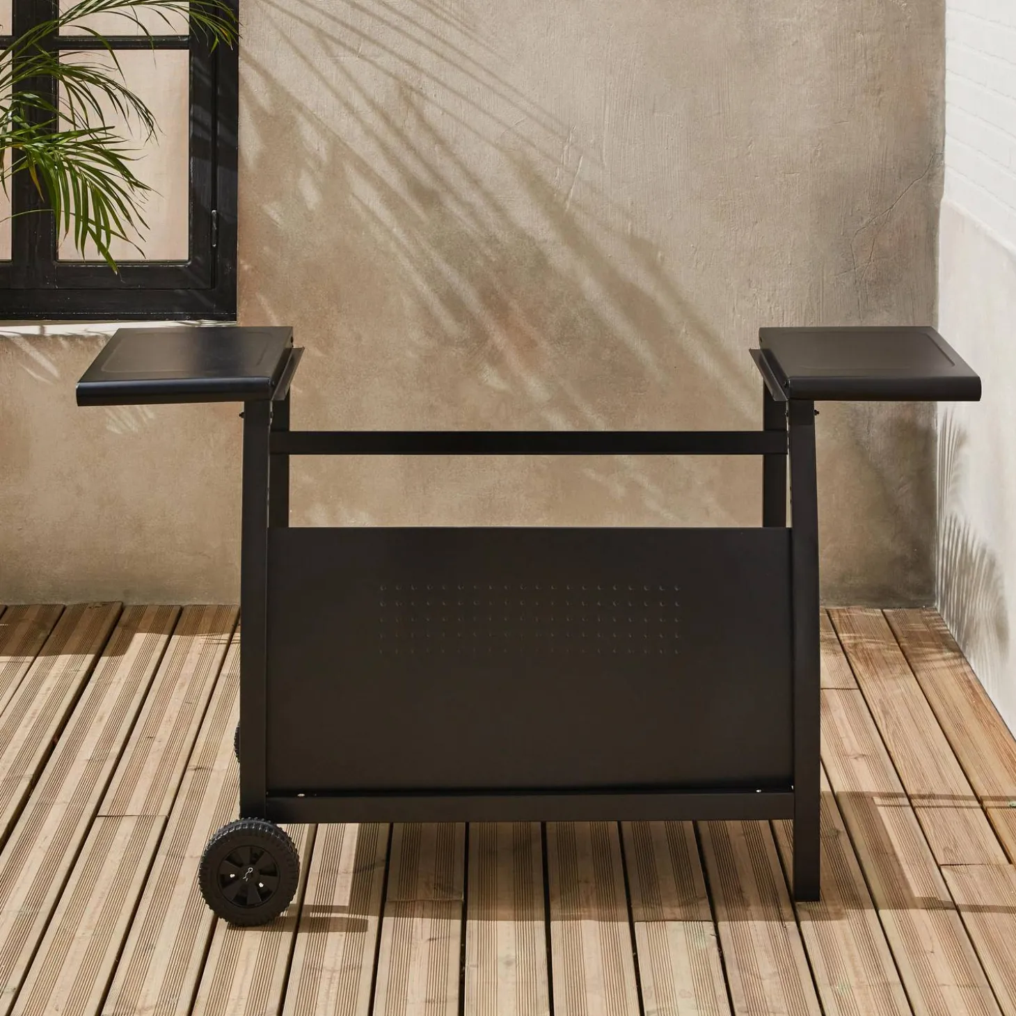 Serving cart for Porthos, 4-burner steel griddle