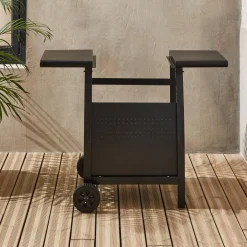 Serving trolley grill 2 burners steel