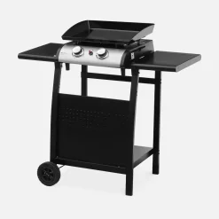 Serving trolley grill 2 burners steel
