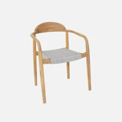 Set of 2 acacia wood armchairs with resin seat