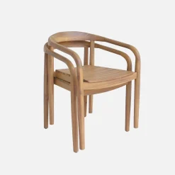 Set of 2 acacia wood garden armchairs
