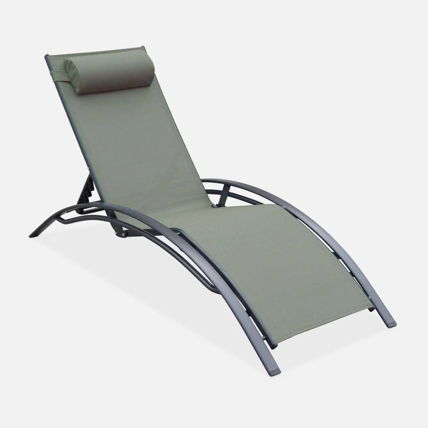 Set of 2 aluminium and textilene sun loungers, 4 reclining positions