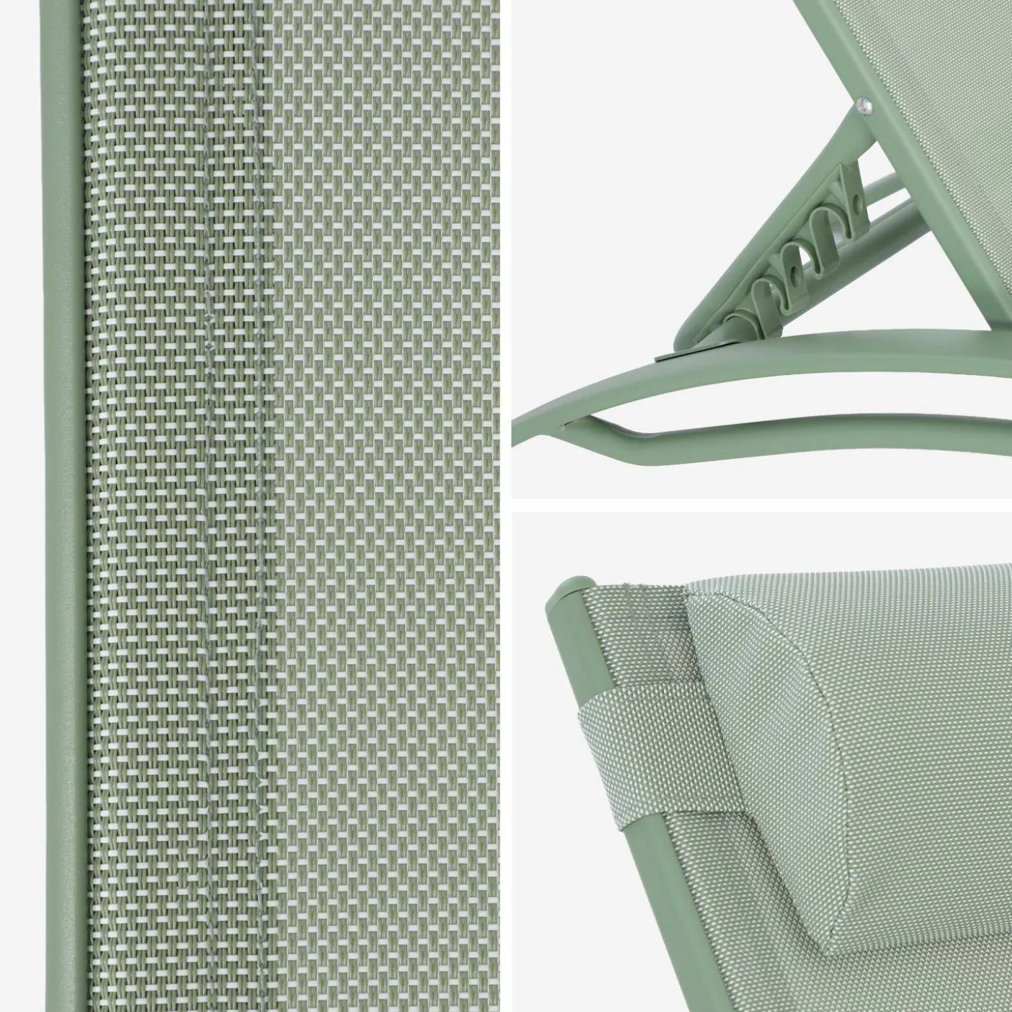 Set of 2 aluminium and textilene sun loungers, 4 reclining positions