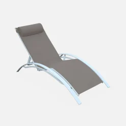 Set of 2 aluminium and textilene sun loungers, 4 reclining positions