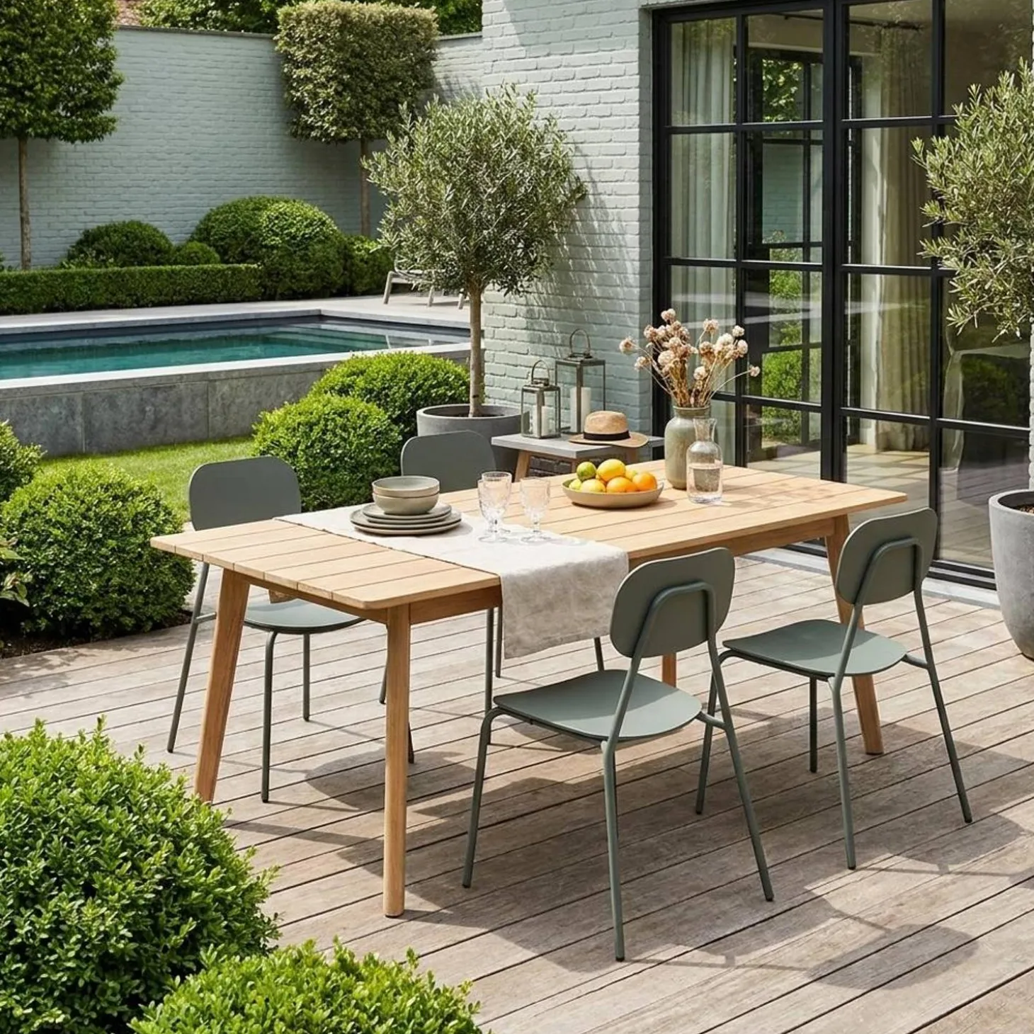 Set of 4 aluminium garden chairs