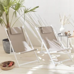 Set of 2 Aluminium multi-position sun loungers