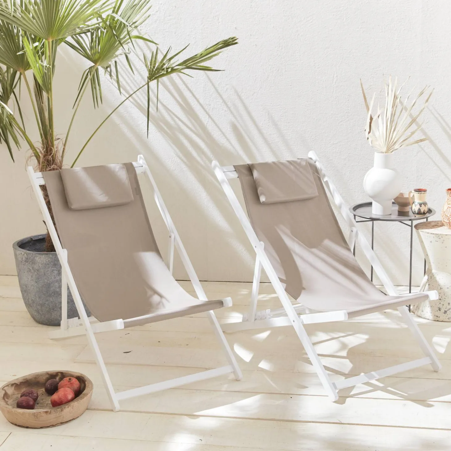 Set of 2 Aluminium multi-position sun loungers