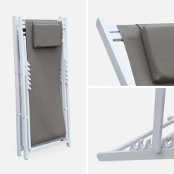 Set of 2 Aluminium multi-position sun loungers