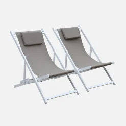 Set of 2 Aluminium multi-position sun loungers