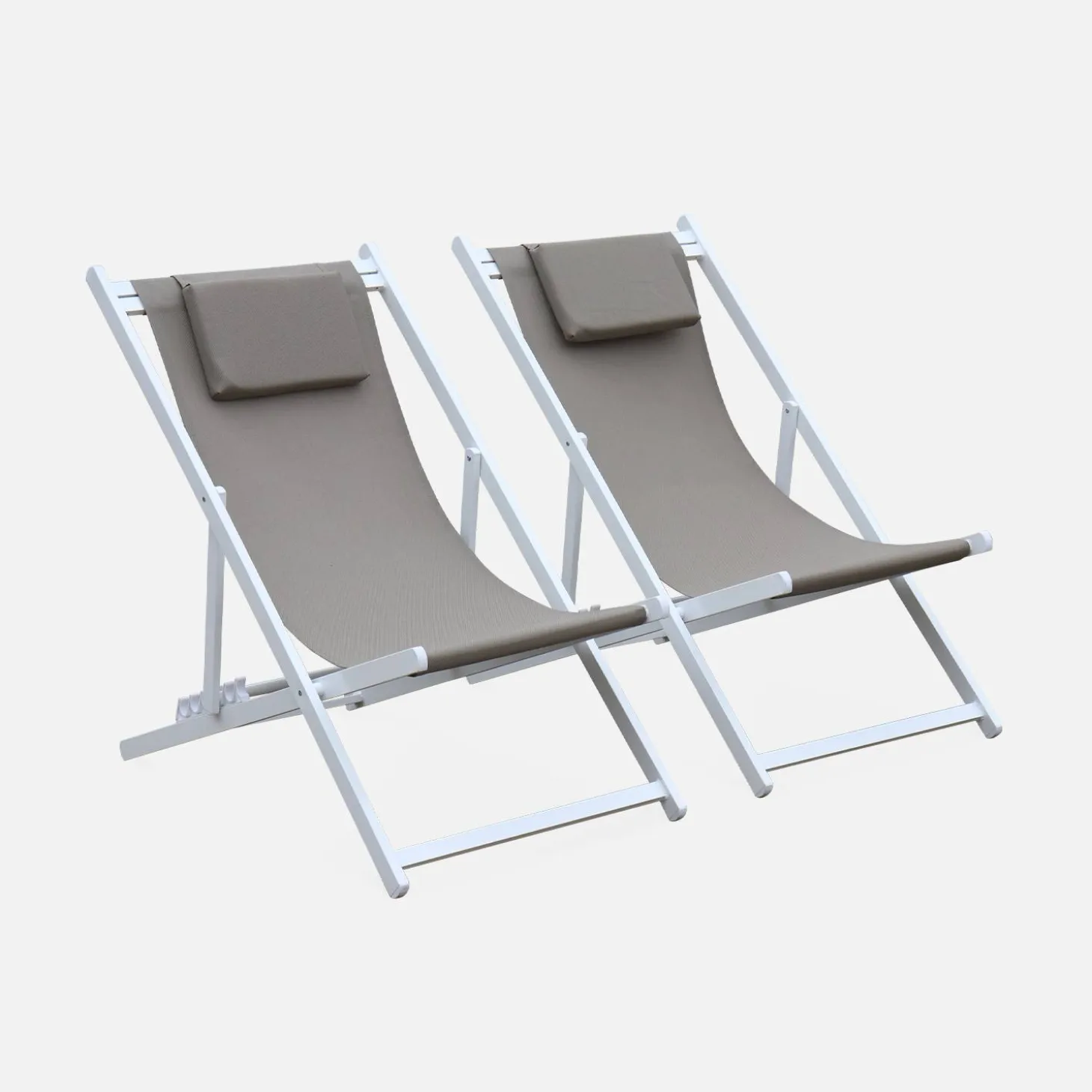 Set of 2 Aluminium multi-position sun loungers