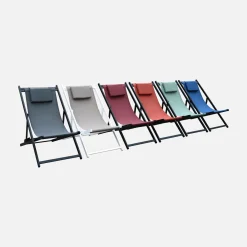 Set of 2 Aluminium multi-position sun loungers