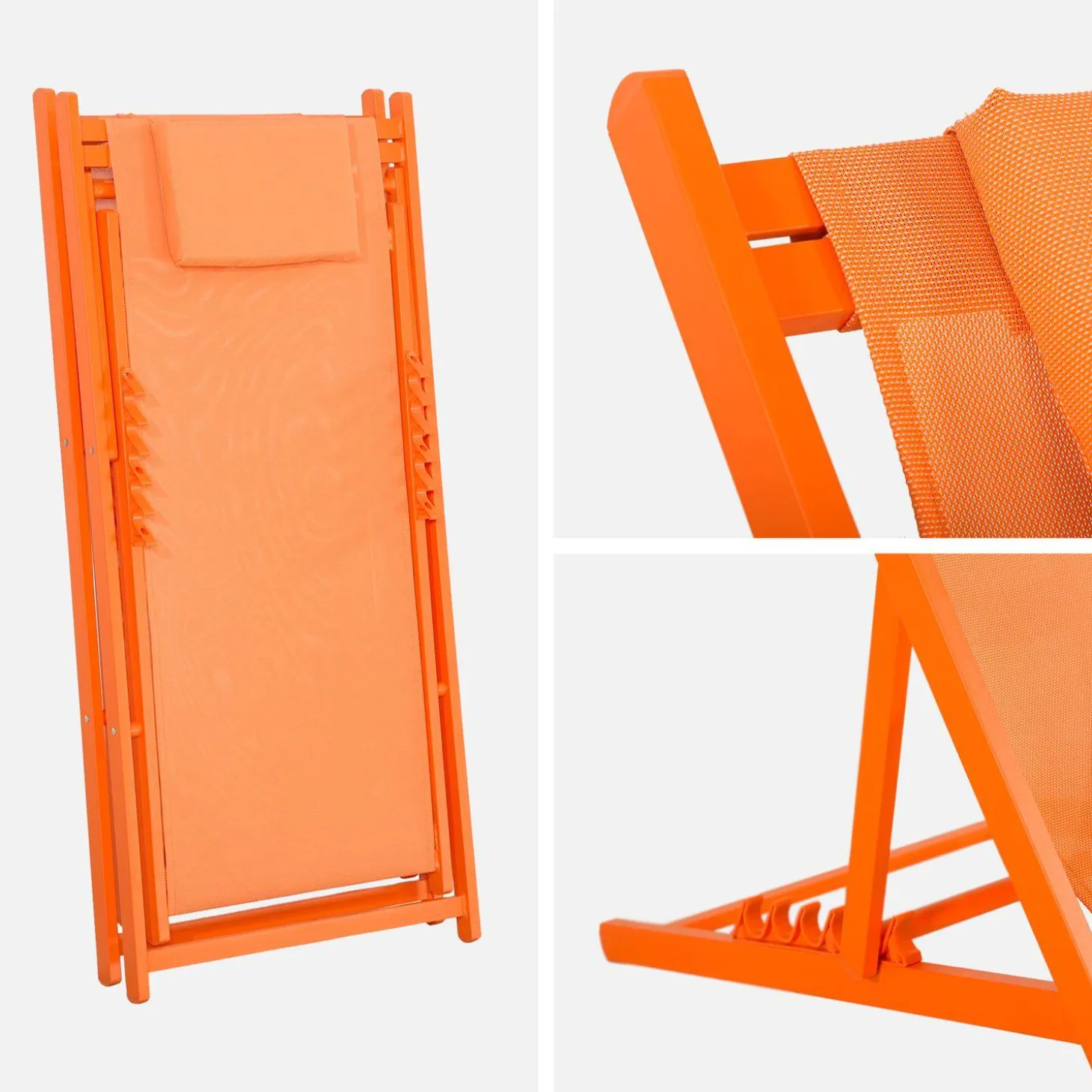 Set of 2 Aluminium multi-position sun loungers