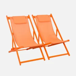 Set of 2 Aluminium multi-position sun loungers