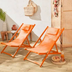 Set of 2 Aluminium multi-position sun loungers