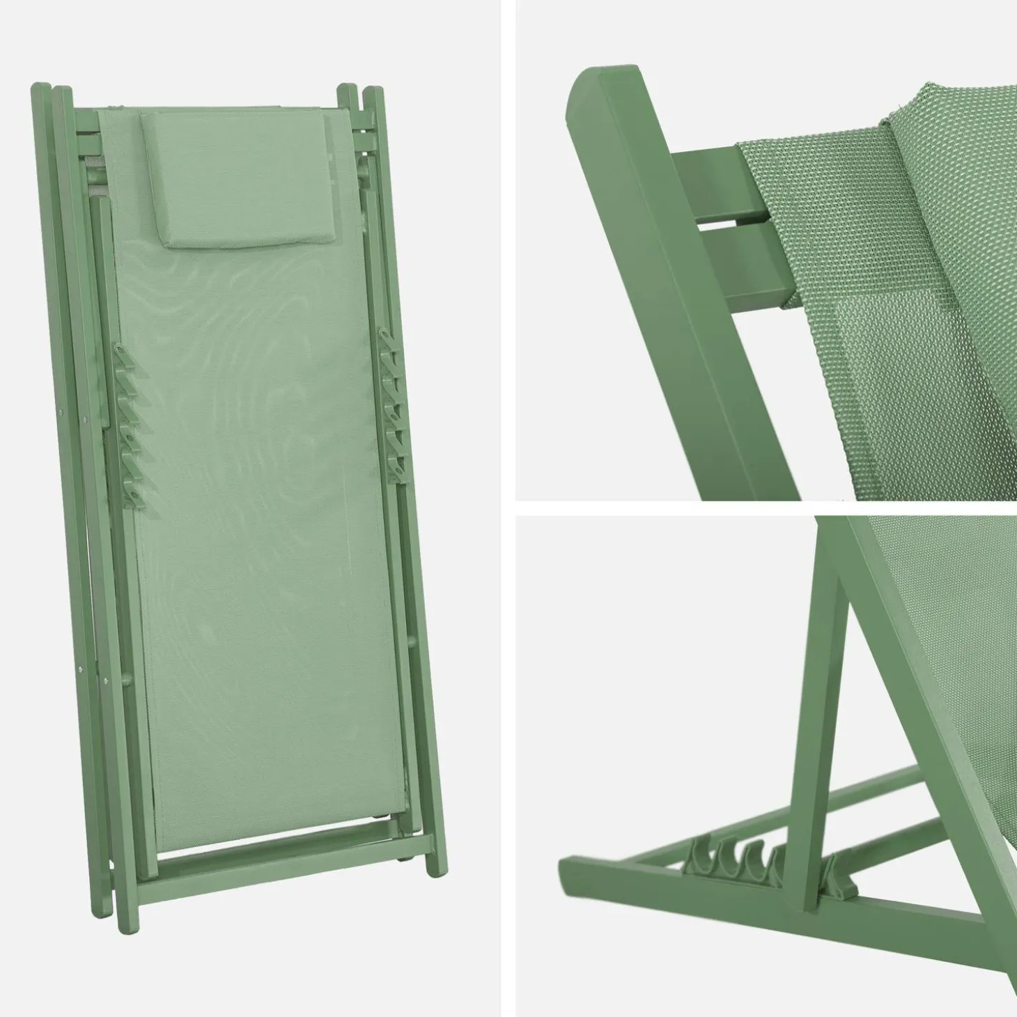 Set of 2 Aluminium multi-position sun loungers