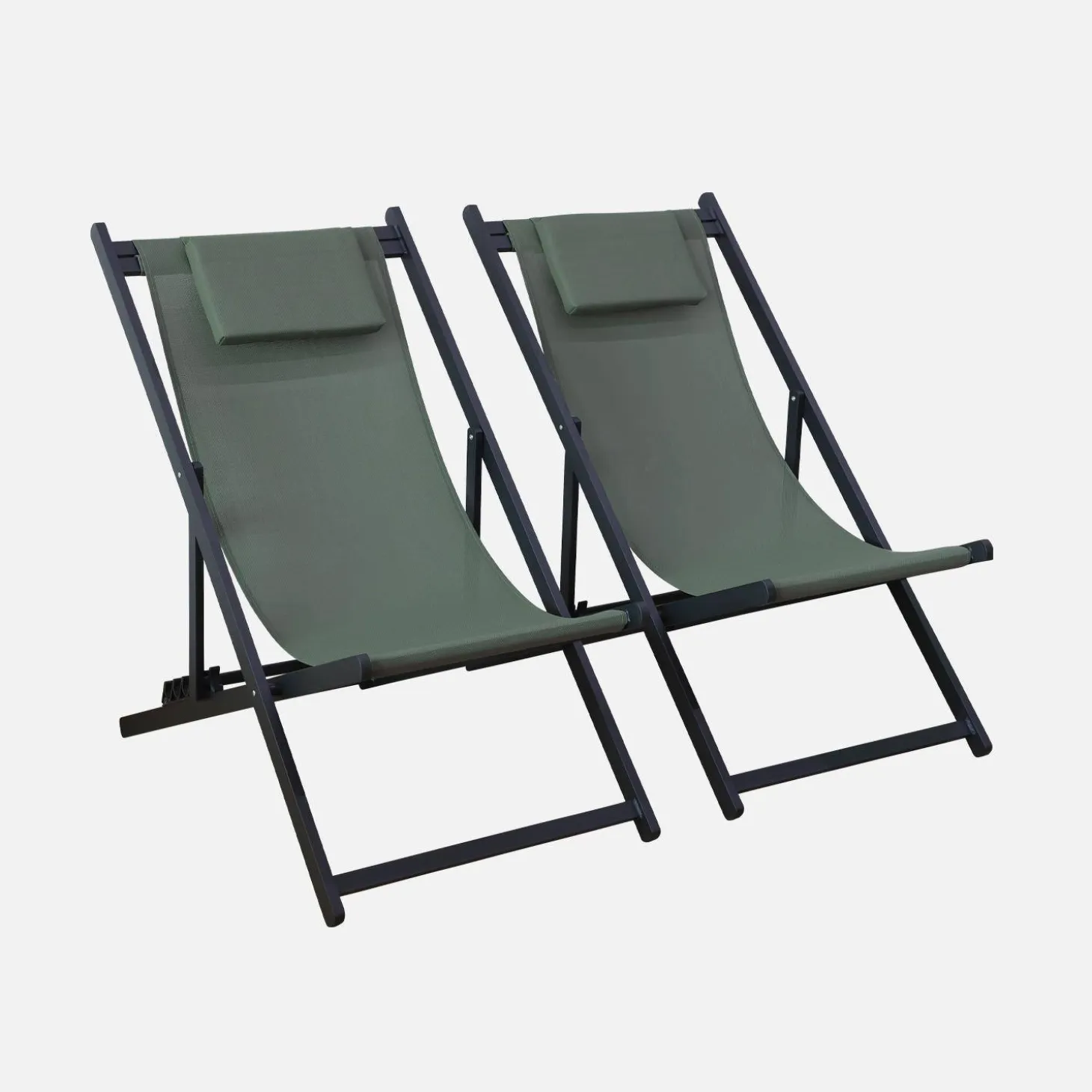 Set of 2 Aluminium multi-position sun loungers