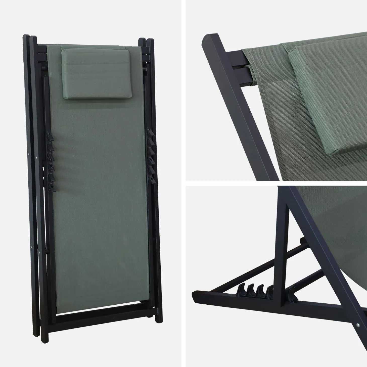 Set of 2 Aluminium multi-position sun loungers