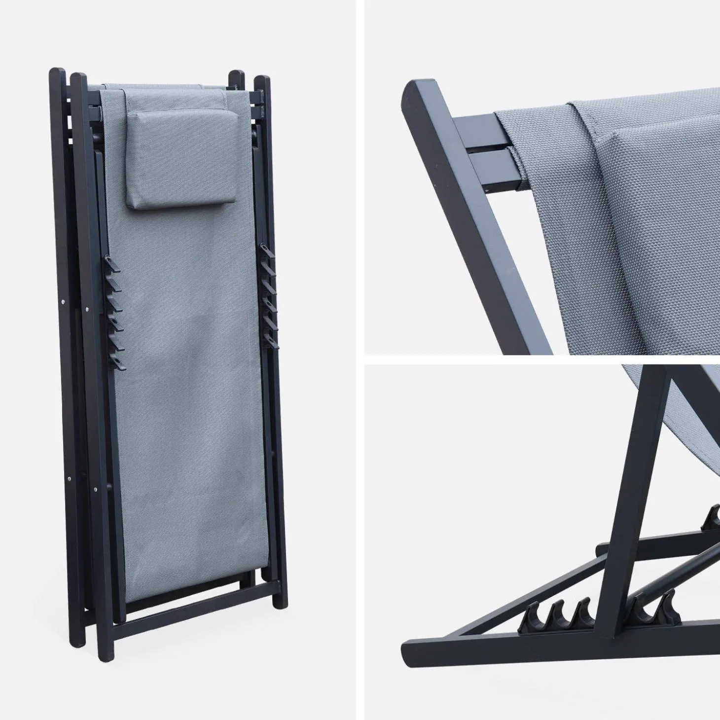 Set of 2 Aluminium multi-position sun loungers