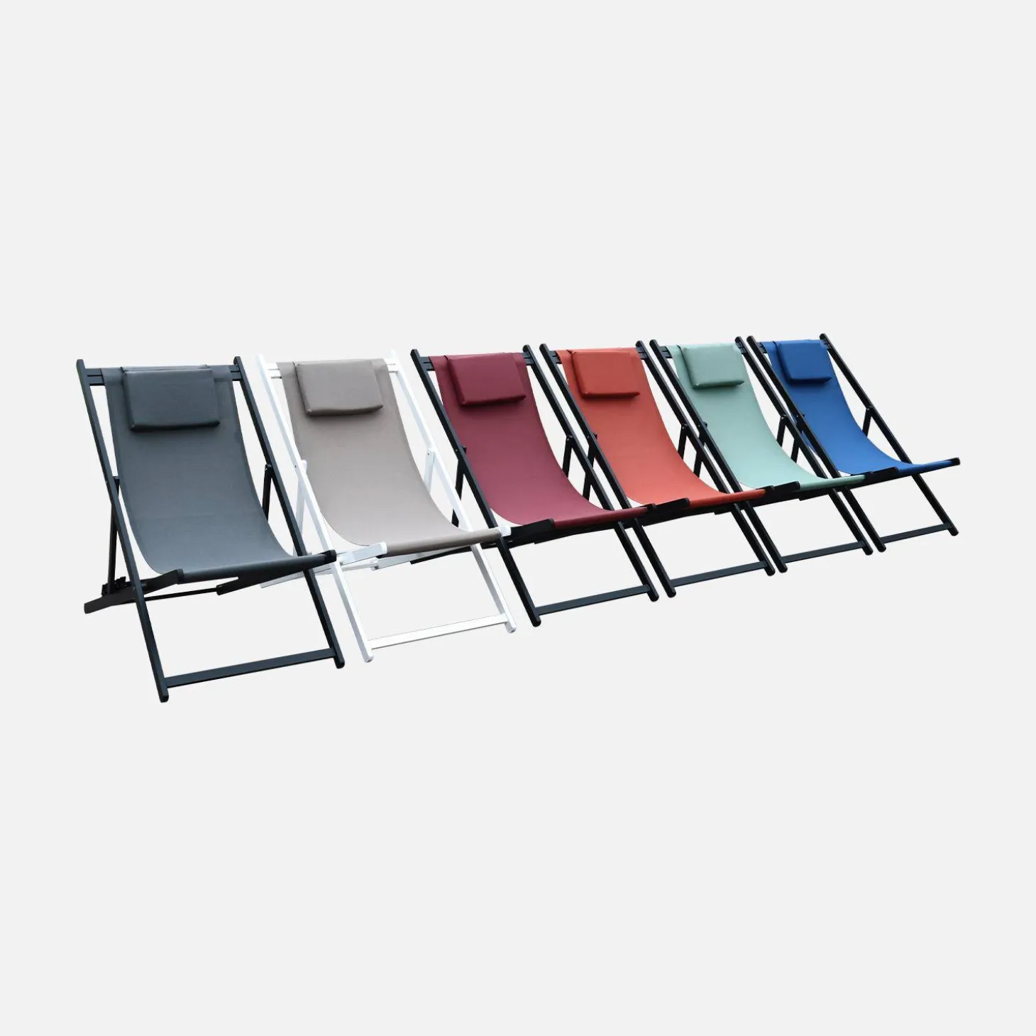 Set of 2 Aluminium multi-position sun loungers