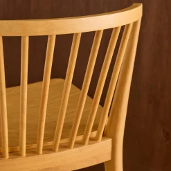 Set of 2 bar stools with slatted back, rubberwood