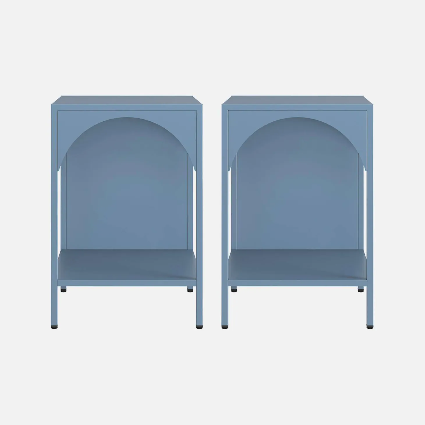Set of 2 bedside tables, industrial-style, steel