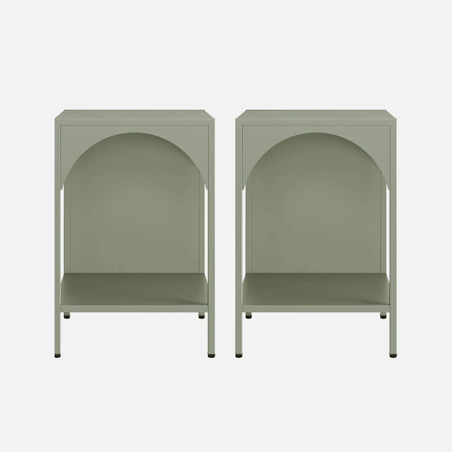 Set of 2 bedside tables, industrial-style, steel