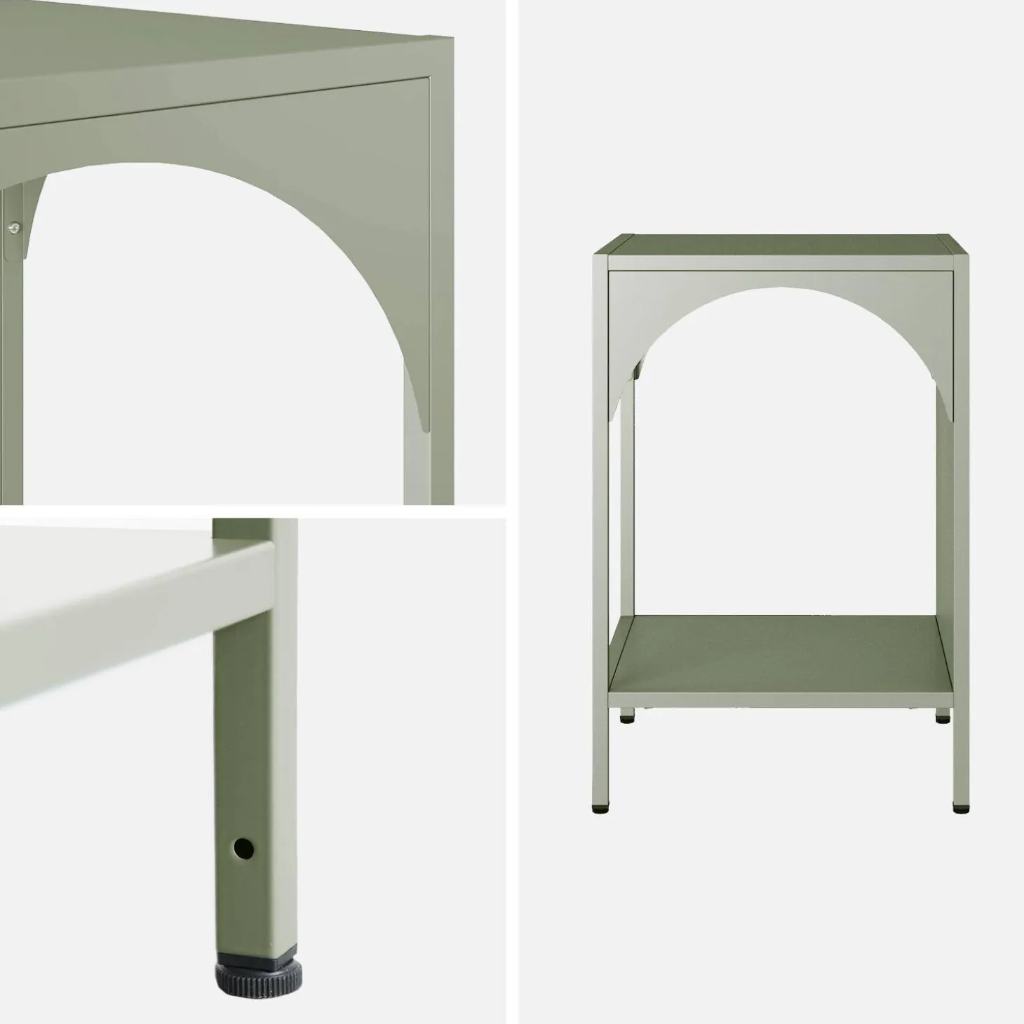 Set of 2 bedside tables, industrial-style, steel