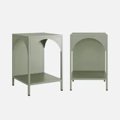 Set of 2 bedside tables, industrial-style, steel
